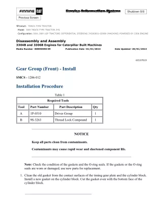 Caterpillar Cat D6H TRACK-TYPE TRACTOR (Prefix 3YG) Service Repair Manual (3YG00001-03999)