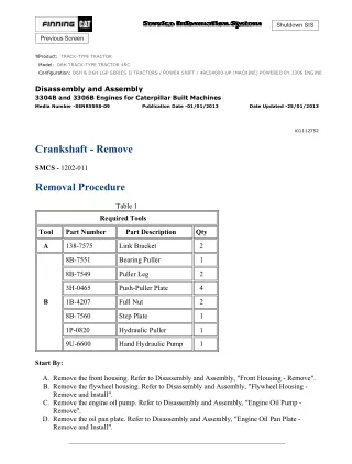 Caterpillar Cat D6H TRACK-TYPE TRACTOR (Prefix 4RC) Service Repair Manual (4RC04000 and up)