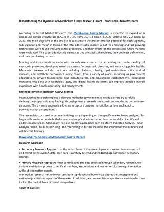 Understanding the Dynamics of Metabolism Assays Market: Current Trends and Futur