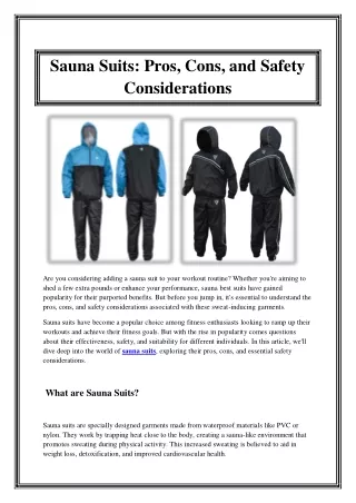 Sauna Suits Pros, Cons, and Safety Considerations
