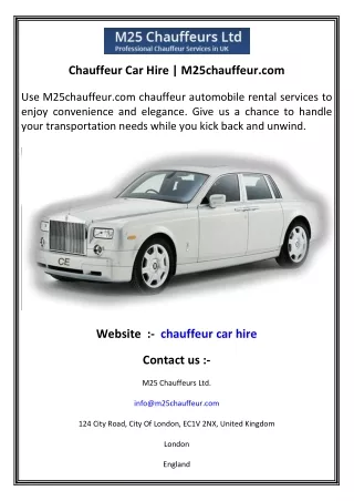 Chauffeur Car Hire   M25chauffeur.com