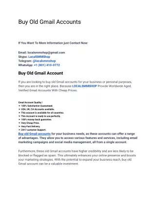 One Of The Best Site To Buy Old Gmail Accounts