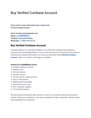 One Of The Best Site To Buy Verified Coinbase Account