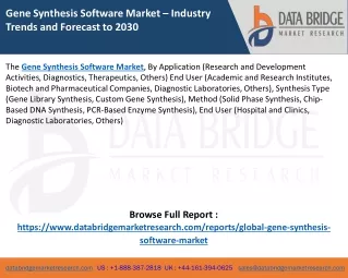 Gene Synthesis Software Market