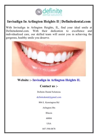 Invisalign In Arlington Heights Il  Definitedental.com