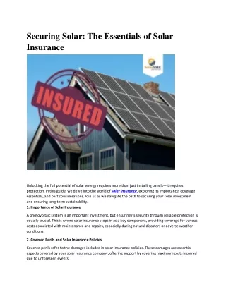 Insurance on Solar Panels: Protecting your | Solar Investment with Insurance