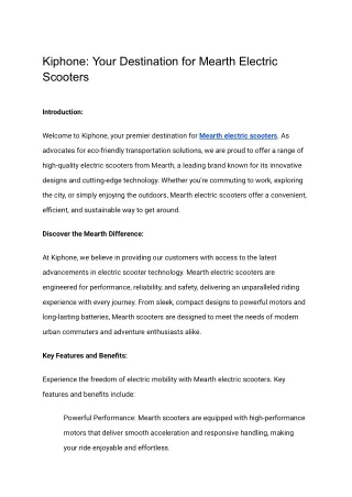 Kiphone_ Your Destination for Mearth Electric Scooters