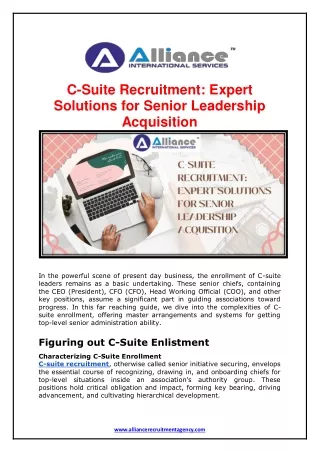 C-Suite Recruitment - Expert Solutions for Senior Leadership Acquisition