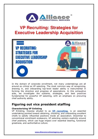 VP Recruiting - Strategies for Executive Leadership Acquisition