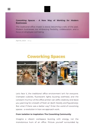 Coworking Spaces- New Way of Working for Modern Businesses