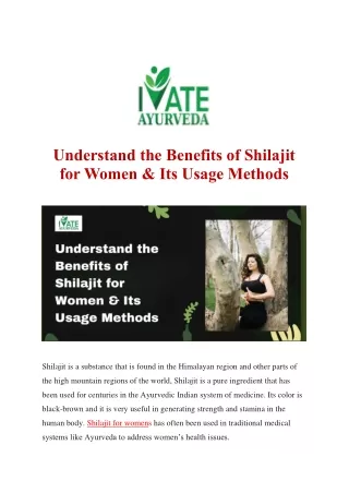 Understand the Benefits of Shilajit for Women & Its Usage Methods