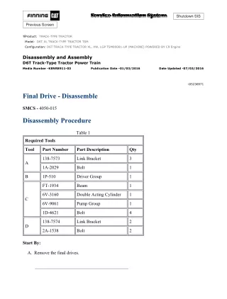 Caterpillar Cat D6T XL TRACK-TYPE TRACTOR (Prefix TSM) Service Repair Manual (TSM00001 and up)