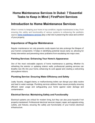 Home Maintenance Services In Dubai: 7 Essential Tasks to Keep in Mind
