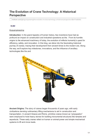 The Evolution of Crane Technology A Historical Perspective.