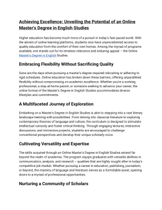 Achieving Excellence_ Unveiling the Potential of an Online Master's Degree in English Studies