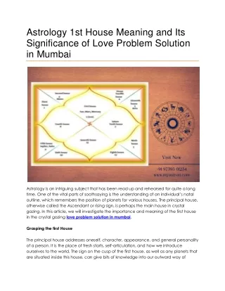 Astrology 1st House Meaning and Its Significance of Love Problem Solution in Mumbai