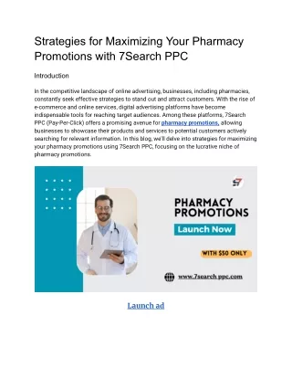 Strategies for Maximizing Your Pharmacy Promotions with 7Search PPC