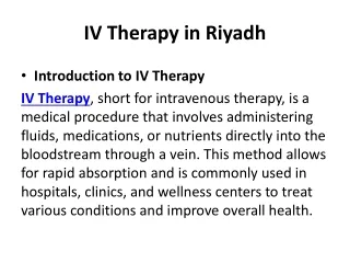 IV Therapy in Riyadh