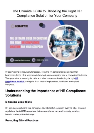 The Ultimate Guide to Choosing the Right HR Compliance Solution for Your Company