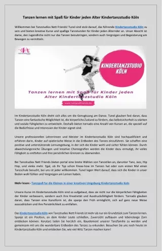 Tanzen lernen mit Spaß und Kreativität Kindertanzstudio Köln