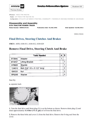 Caterpillar Cat D7H TRACK-TYPE TRACTOR (Prefix 79Z) Service Repair Manual (79Z04000 and up)