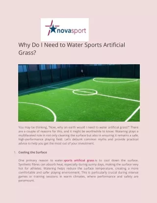 Why Do I Need to Water Sports Artificial Grass - Nova Sport