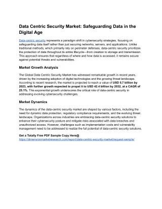 Data Centric Security Market_ Safeguarding Data in the Digital Age