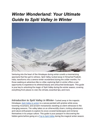 Winter Wonderland_ Your Ultimate Guide to Spiti Valley in Winter