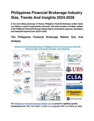 Philippines Financial Brokerage Market_ Size, Trends and Insights 2024-2028