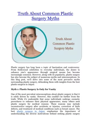 Truth About Common Plastic Surgery Myths