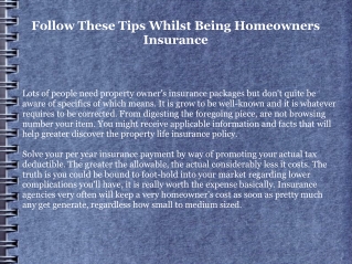 Follow These Tips Whilst Being Homeowners Insurance