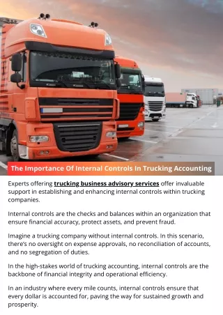 The Importance Of Internal Controls In Trucking Accounting