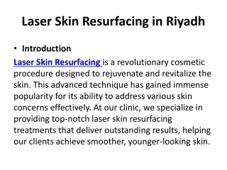 Laser Skin Resurfacing in Riyadh