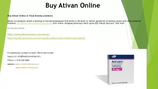 Buy Ativan Online to Treat Anxiety problems