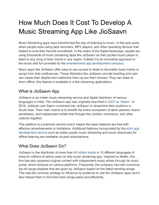 How Much Does It Cost To Develop A Music Streaming App Like JioSaavn