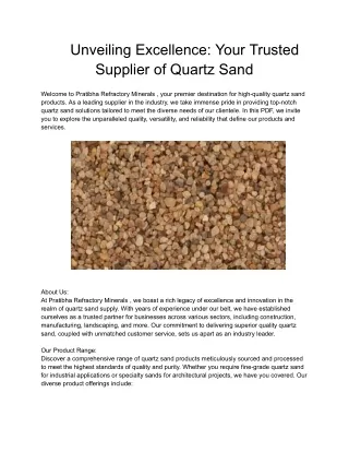 Unveiling Excellence: Your Trusted Supplier of Quartz Sand