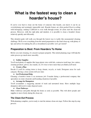 What is the fastest way to clean a hoarder's house