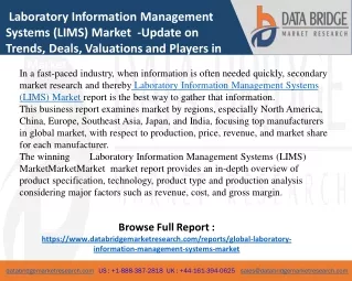 Global Laboratory Information Management Systems (LIMS) Market – Industry Trends