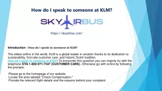 How do I speak to someone at KLM