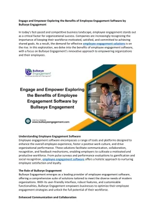 Engage and Empower Exploring the Benefits of Employee Engagement Software by Bullseye Engagement