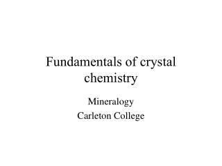 Fundamentals of crystal chemistry