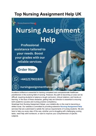 Top Nursing Assignment Help UK