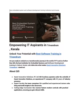 Best Software Training in trivandrum