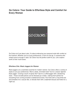 Go Colors_ Your Guide to Effortless Style and Comfort for Every Woman