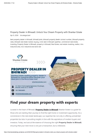 Property Dealer in Bhiwadi_ Unlock Your Dream Property with Shankar Estate