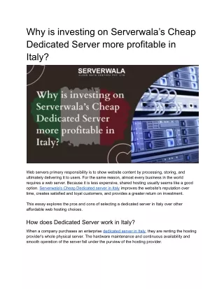 Why is investing on Dedicated Server more profitable in Italy (1)