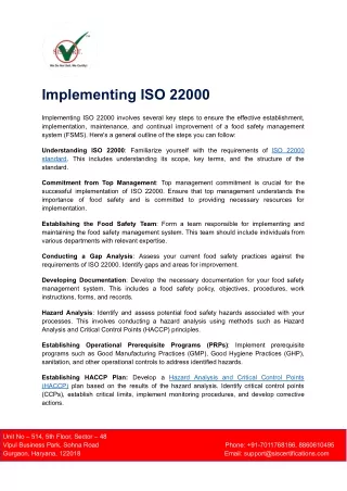 Implementing ISO 22000