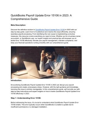 QuickBooks Payroll Update Error 15106 in 2023_ A Comprehensive Guide