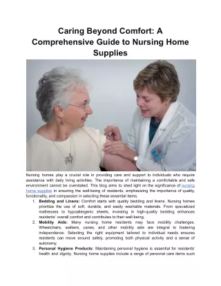 Caring Beyond Comfort_ A Comprehensive Guide to Nursing Home Supplies