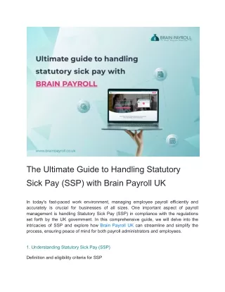 The Ultimate Guide to Handling Statutory Sick Pay (SSP) with Brain Payroll UK